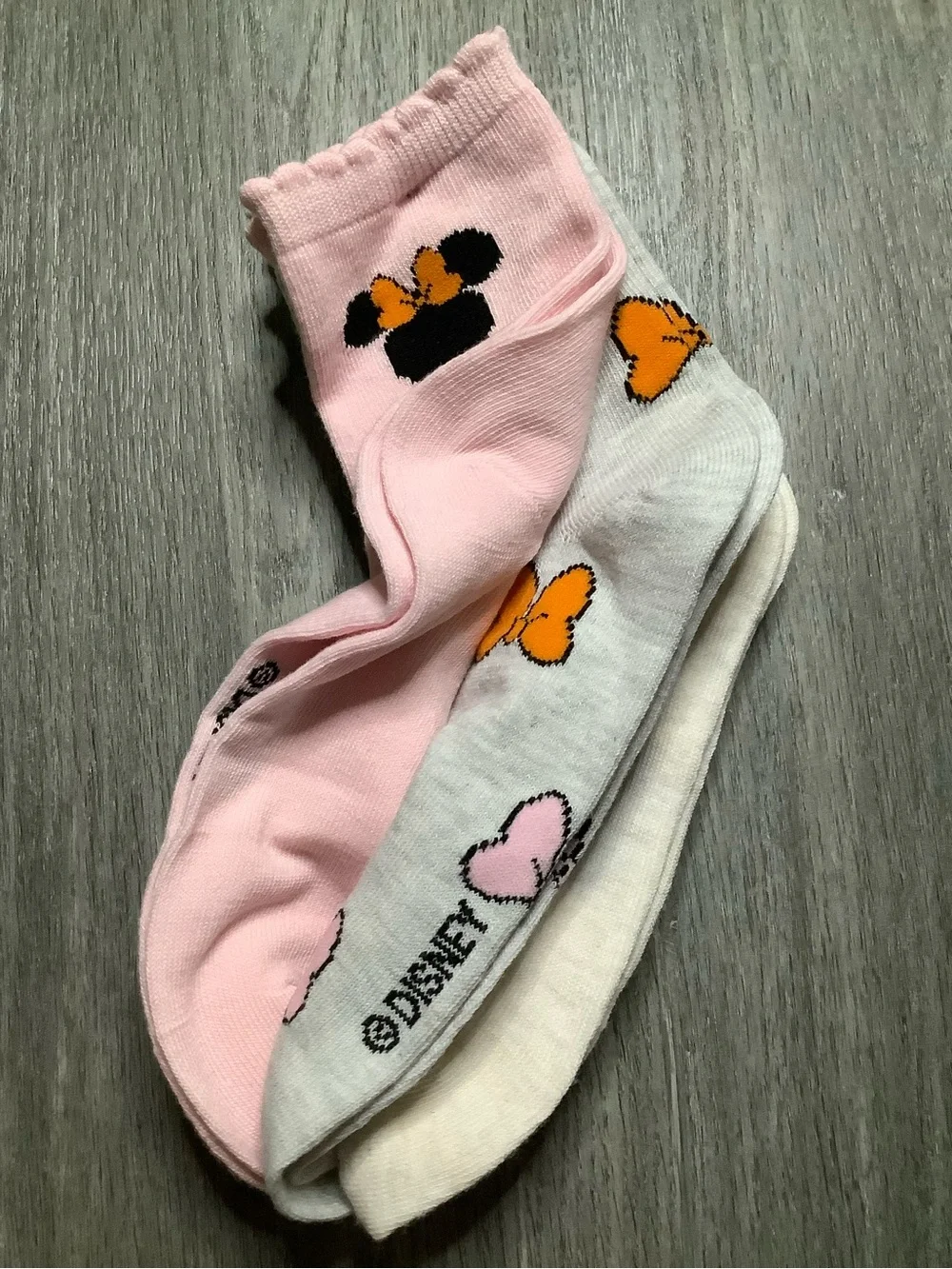 Disney Cream & Pink Minnie Mouse Ankle Socks